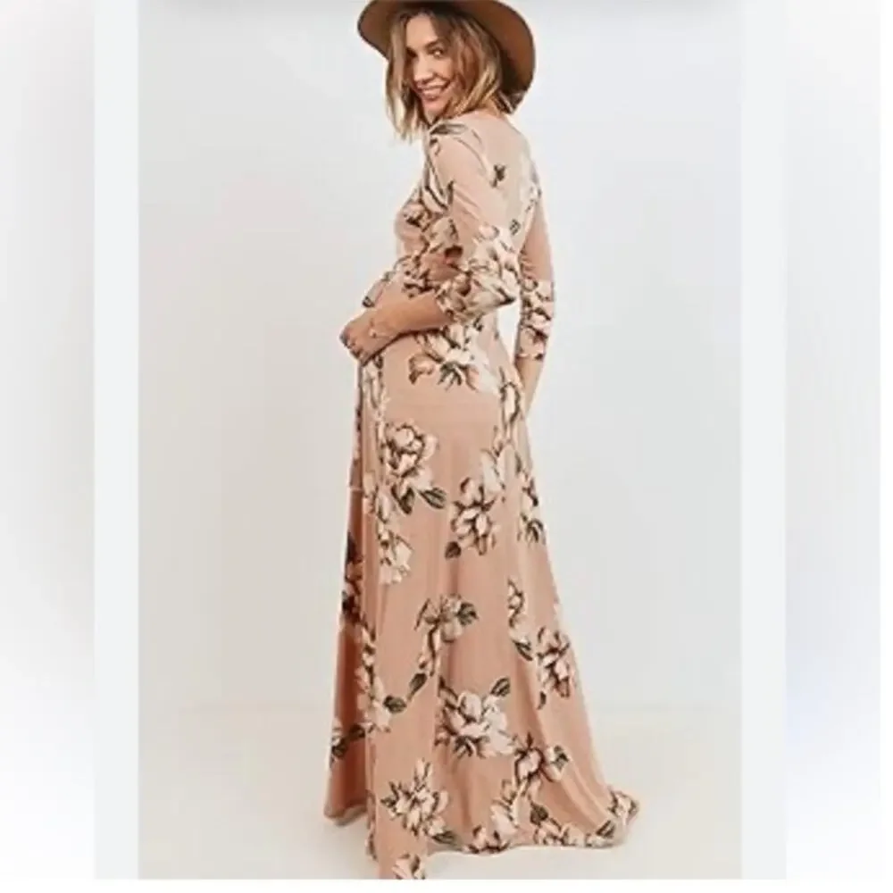 NWT Baltic Born Womens XS Lydia Maxi Long Dress Floral Blush Pink Wedding Guest - Picture 3 of 12